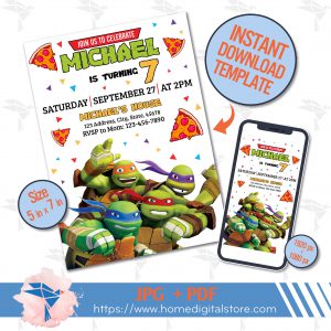 Birthday Invitation Ninja Turtle