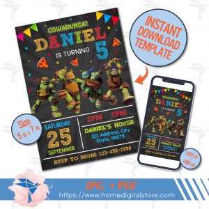 Birthday Invitation Ninja Turtle