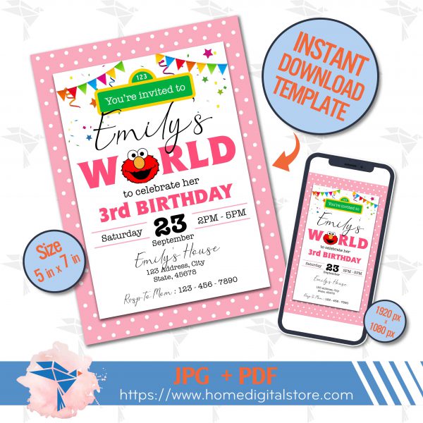 Sesame Street Birthday Invitation