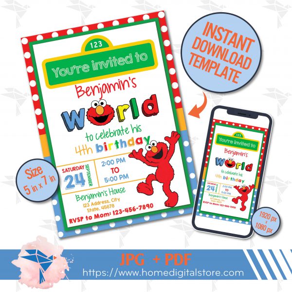 Sesame Street Birthday Invitation