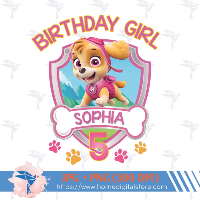 Paw Patrol Birthday Girl PNG, JPG