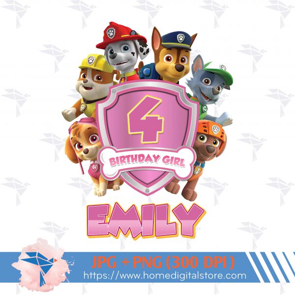 Paw Patrol Birthday Girl PNG, JPG