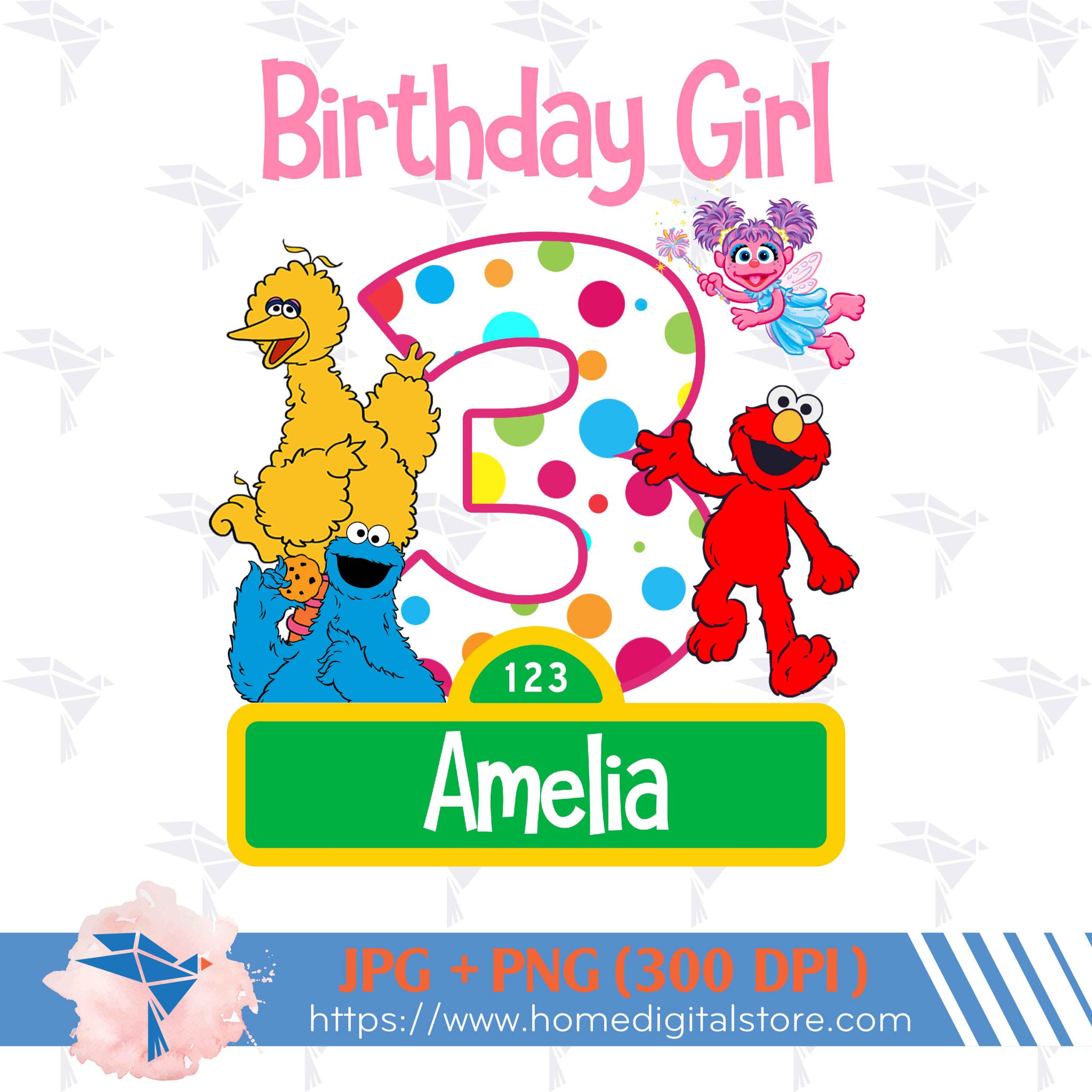 Birthday Girl Sesame Street PNG, JPG