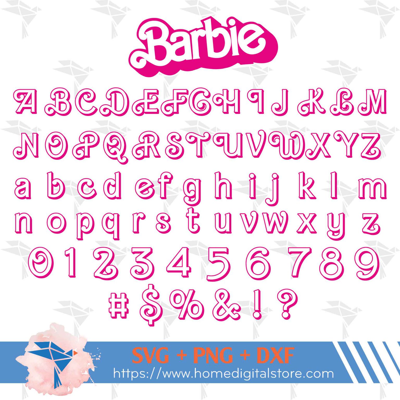 Barbie Font SVG, PNG, DXF