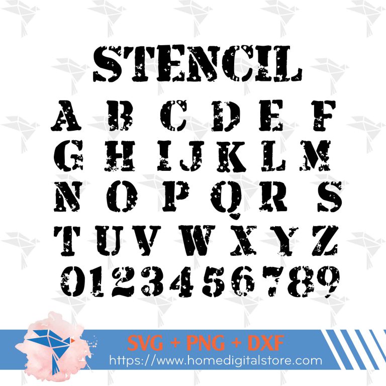 Distressed Stencil Font SVG, PNG, DXF