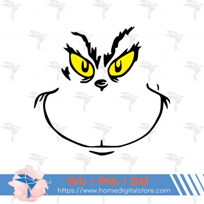 Grinch Face Free SVG, PNG, DXF