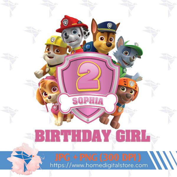 Birthday Girl Paw Patrol PNG, JPG