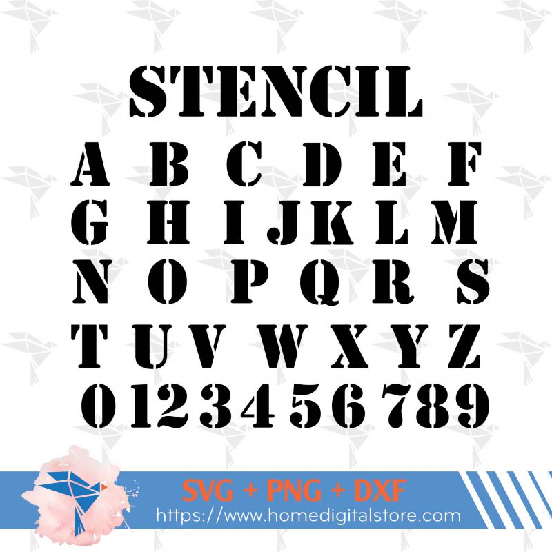 Stencil Font SVG, PNG, DXF