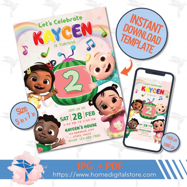 Cocomelon Birthday Invitation
