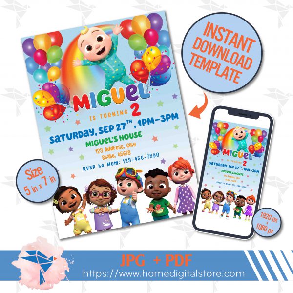 Birthday Cocomelon Invitation