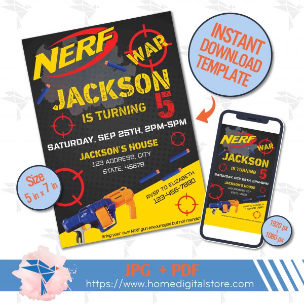 NERF Birthday Invitation