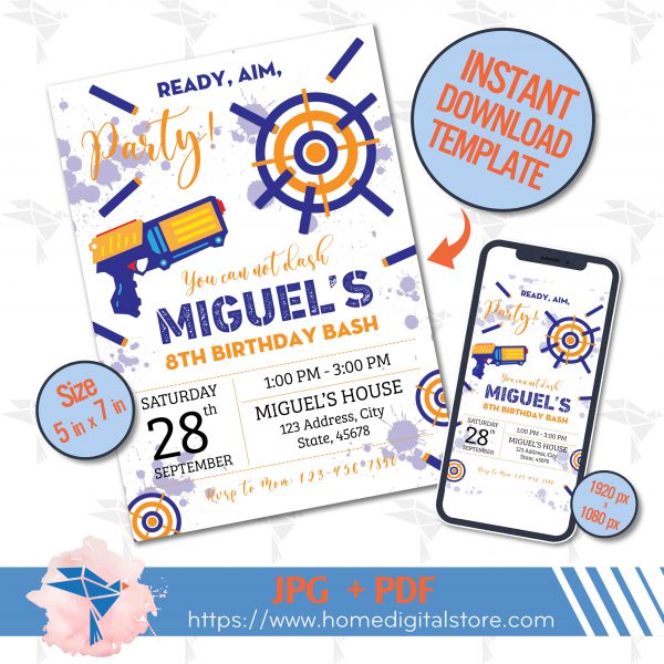 NERF Birthday Invitation