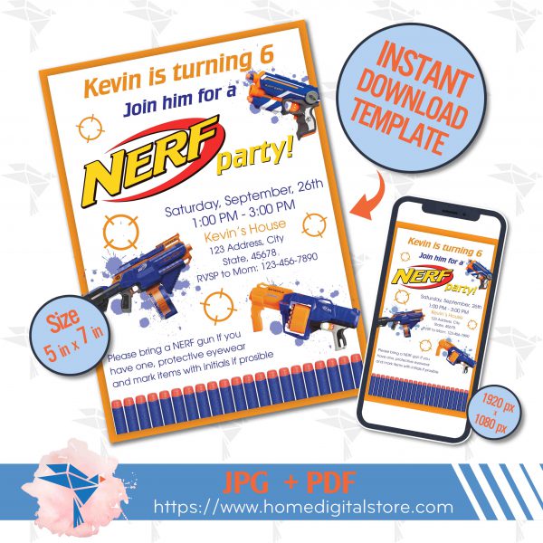 NERF Birthday Invitation