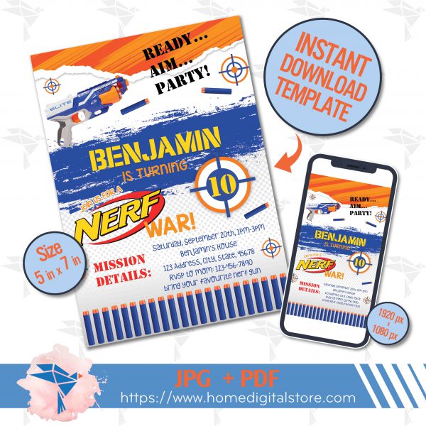 NERF Birthday Invitation