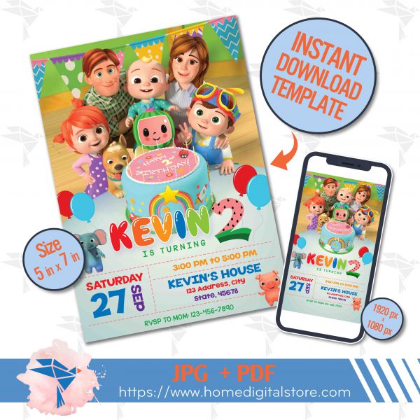 Cocomelon Birthday Invitation