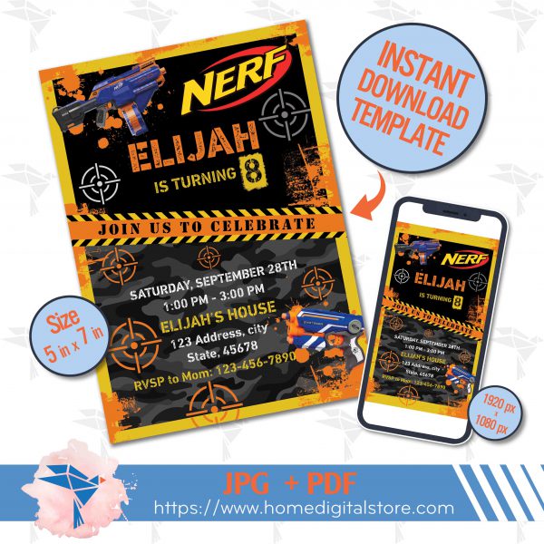 NERF Birthday Invitation