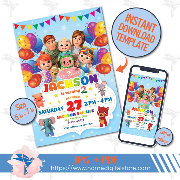 Cocomelon Birthday Invitation
