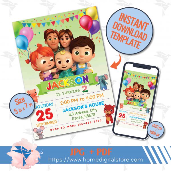 Cocomelon Birthday Invitation