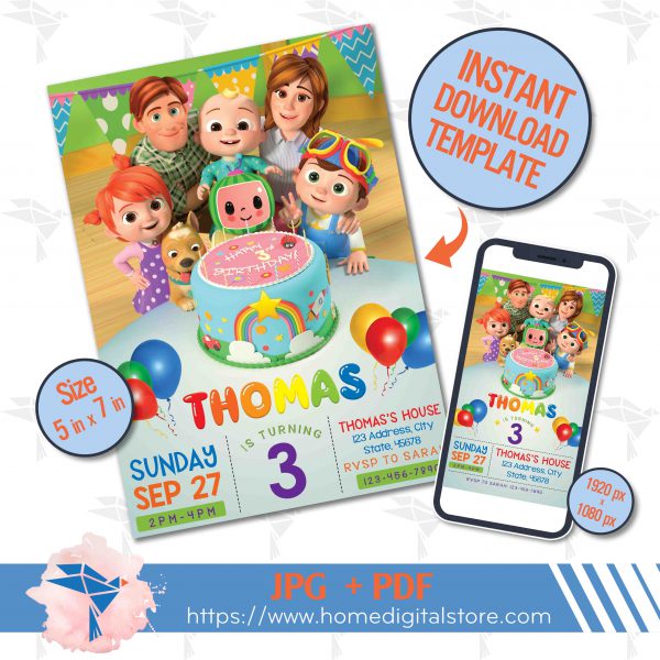 Cocomelon Birthday Invitation