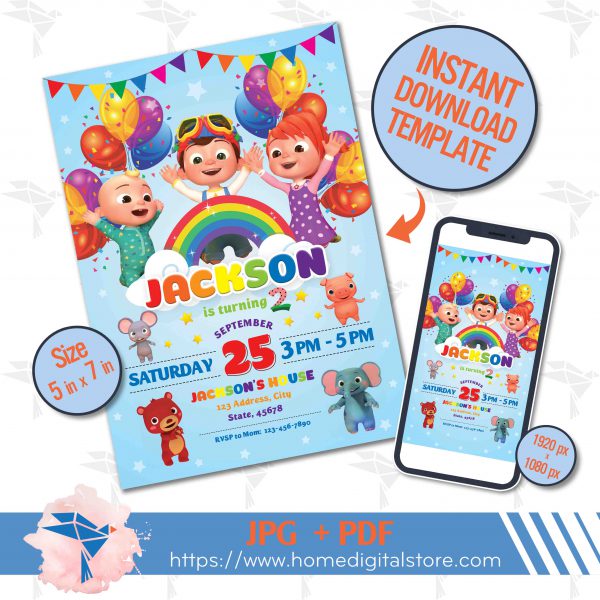 Cocomelon Birthday Invitation
