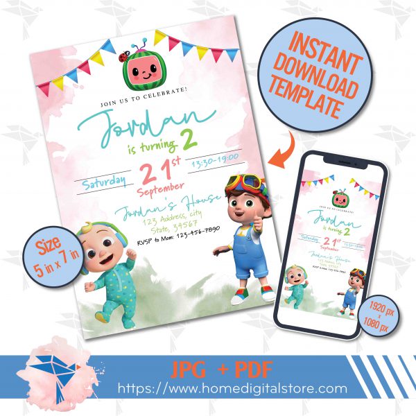 Cocomelon Birthday Invitation