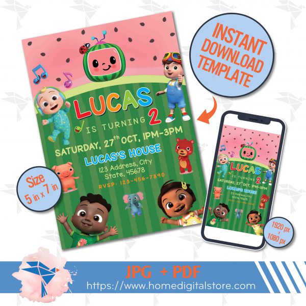 Birthday Cocomelon Invitation