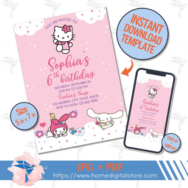 Hello Kitty Birthday Invitation