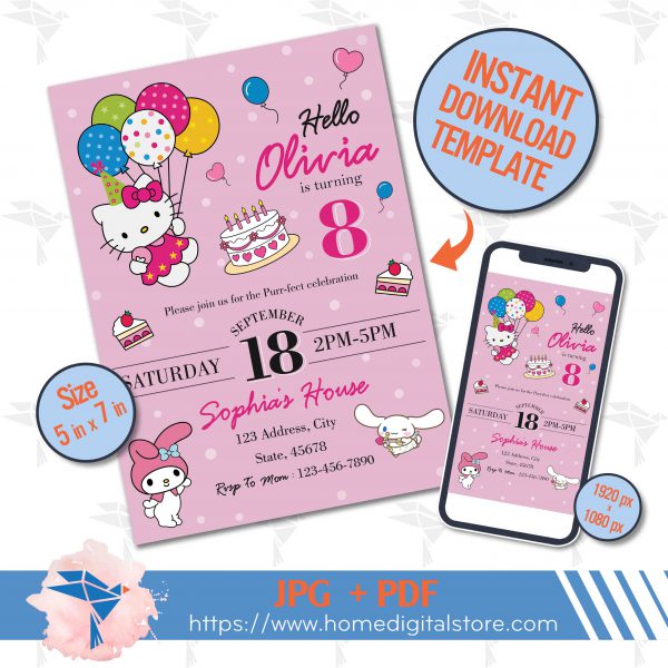 Hello Kitty Birthday Invitation