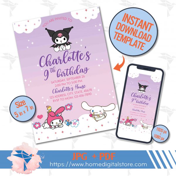 Hello Kitty Birthday Invitation