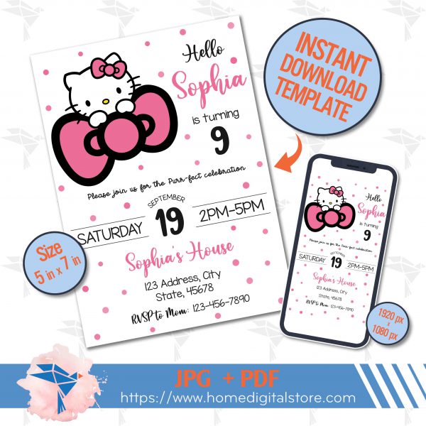 Hello Kitty Birthday Invitation