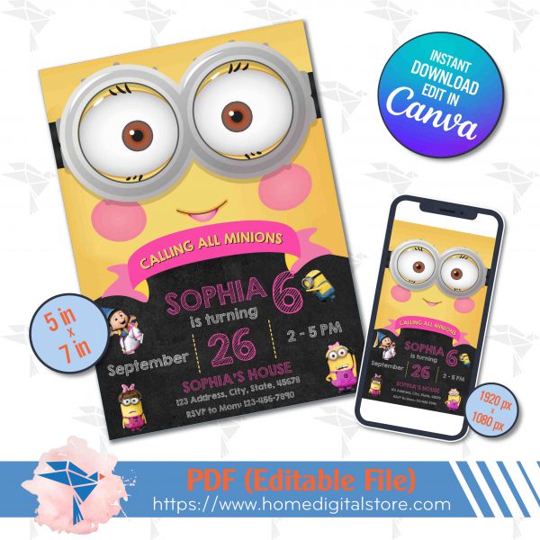 Minions Birthday Girl Invitation