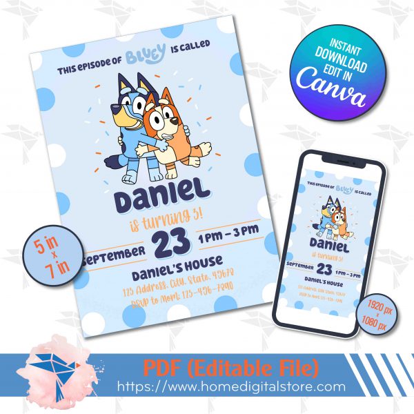 Birthday Bluey Invitation