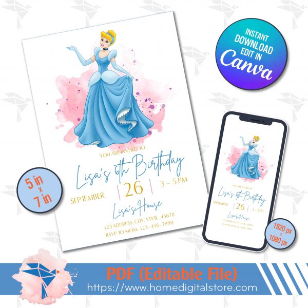 Cinderella Birthday Invitation