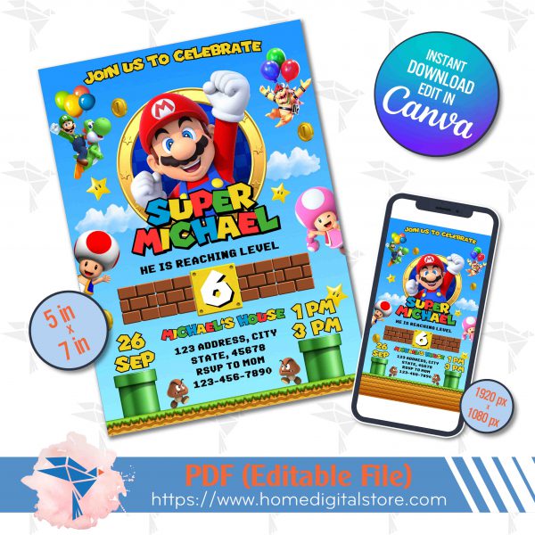 Super Mario Birthday Invitation