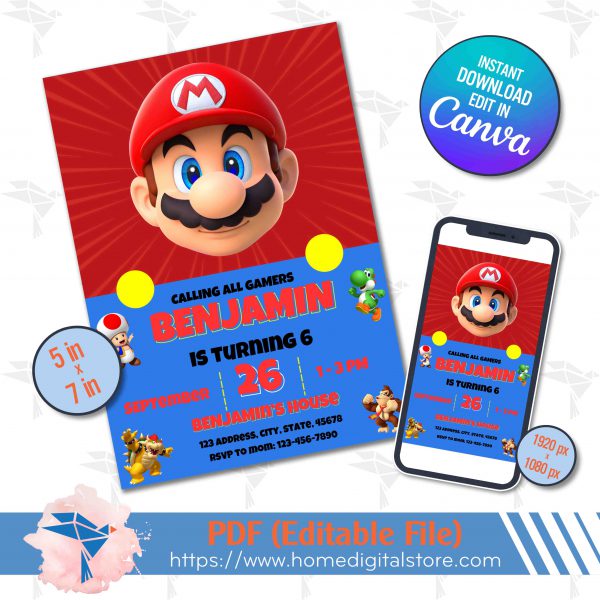 Super Mario Birthday Invitation