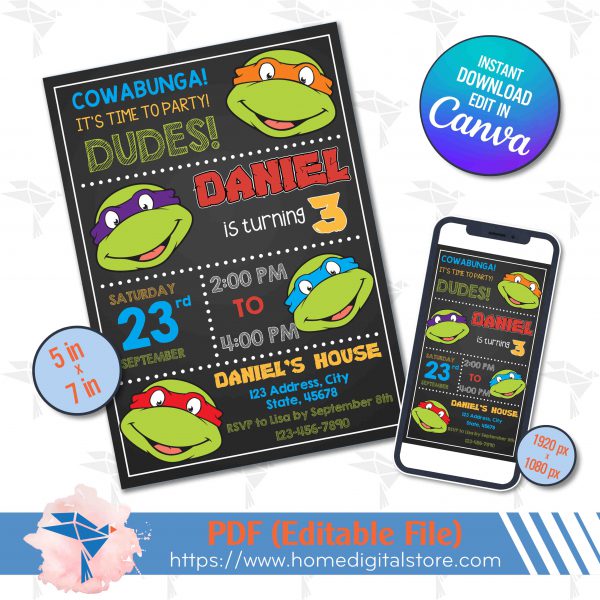 Ninja Turtle Birthday Invitation