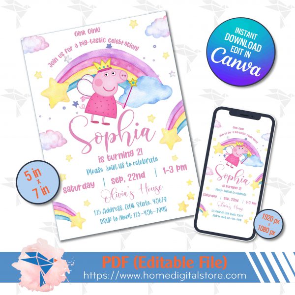 Peppa Pig Birthday Invitation