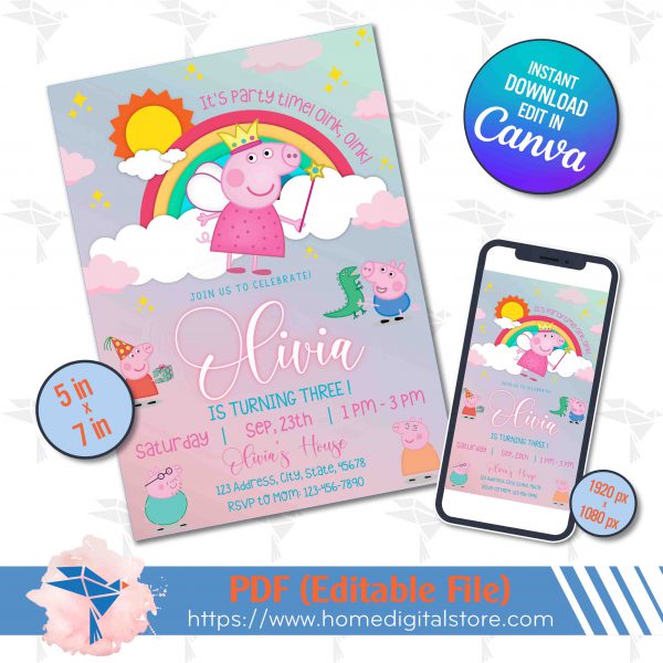 Peppa Pig Birthday Invitation