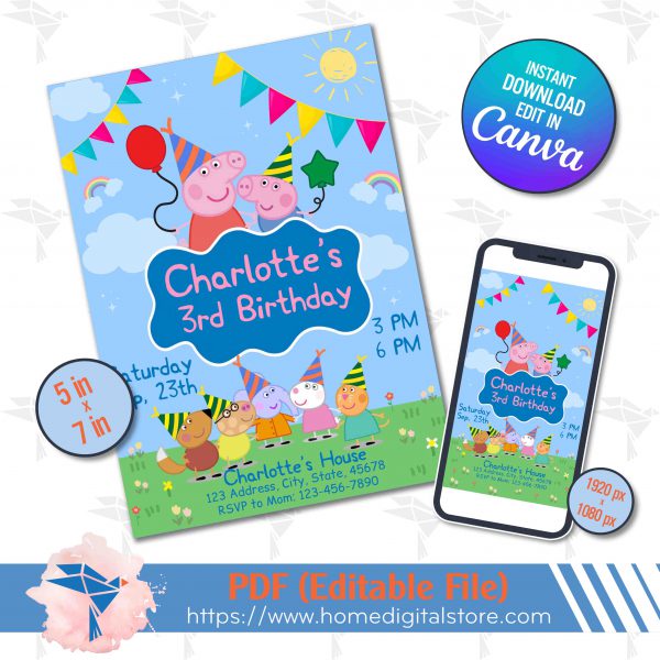 Peppa Pig Birthday Invitation