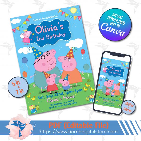 Peppa Pig Birthday Invitation