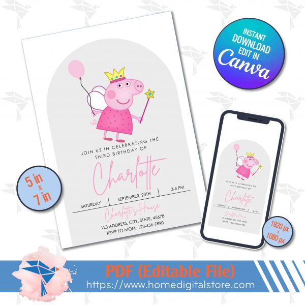 Birthday Peppa Pig Invitation