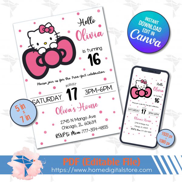 Hello Kitty Birthday Invitation