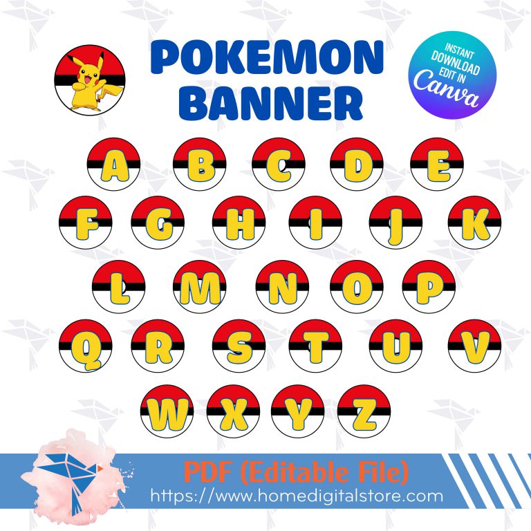 Pokemon Birthday Banner Canva Template