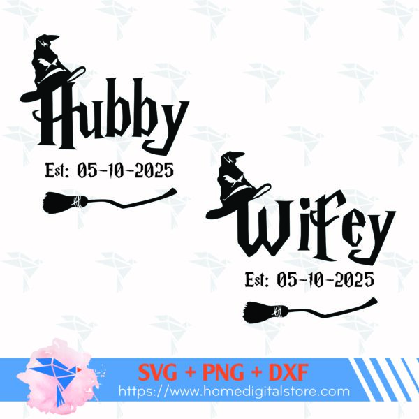 Hubby Wifey Harry Potter SVG, PNG, DXF. Custom design files for Cricut, Silhouette, Cutting, Printing, or more