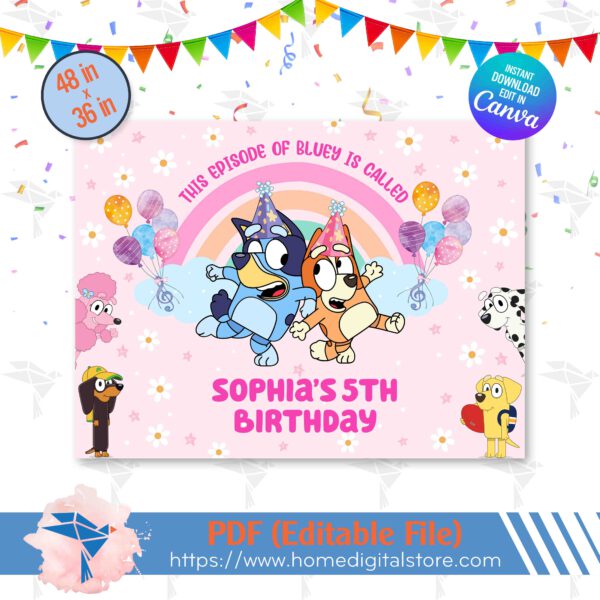 Bluey Edible Birthday Backdrop