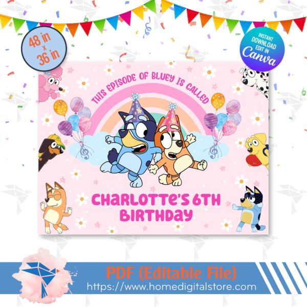 Bluey Edible Birthday Backdrop