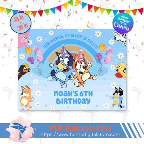 Bluey Edible Birthday Backdrop