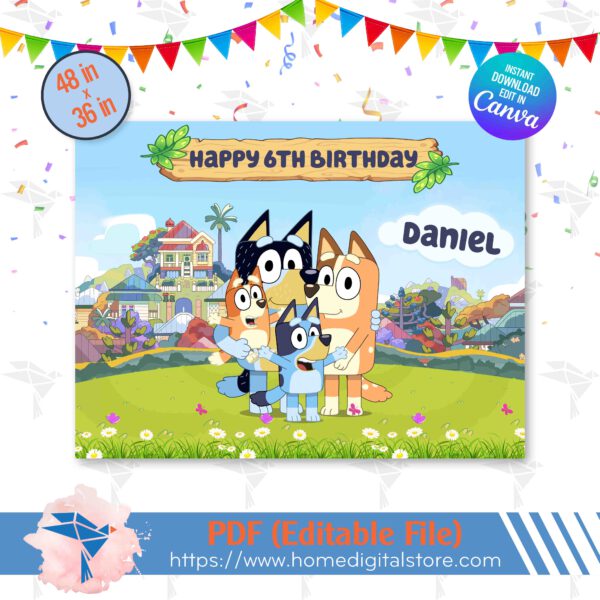 Bluey Edible Birthday Backdrop