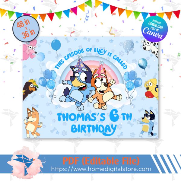 Bluey Edible Birthday Backdrop