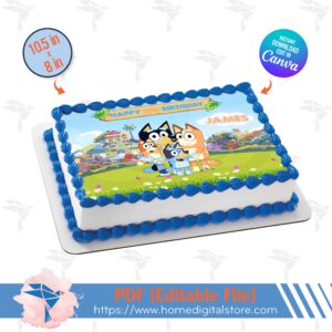 Bluey Edible Topper Cake Canva Template